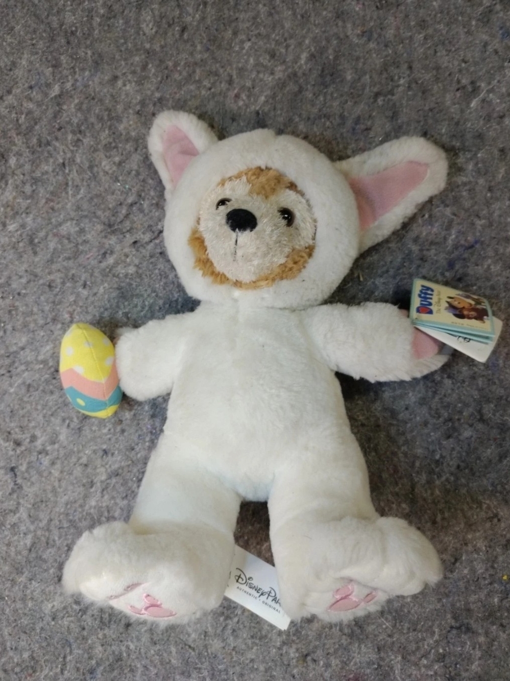 Disney Parks Duffy the Disney Bear Plush in Easter Bunny Outfit Holding Egg 11"